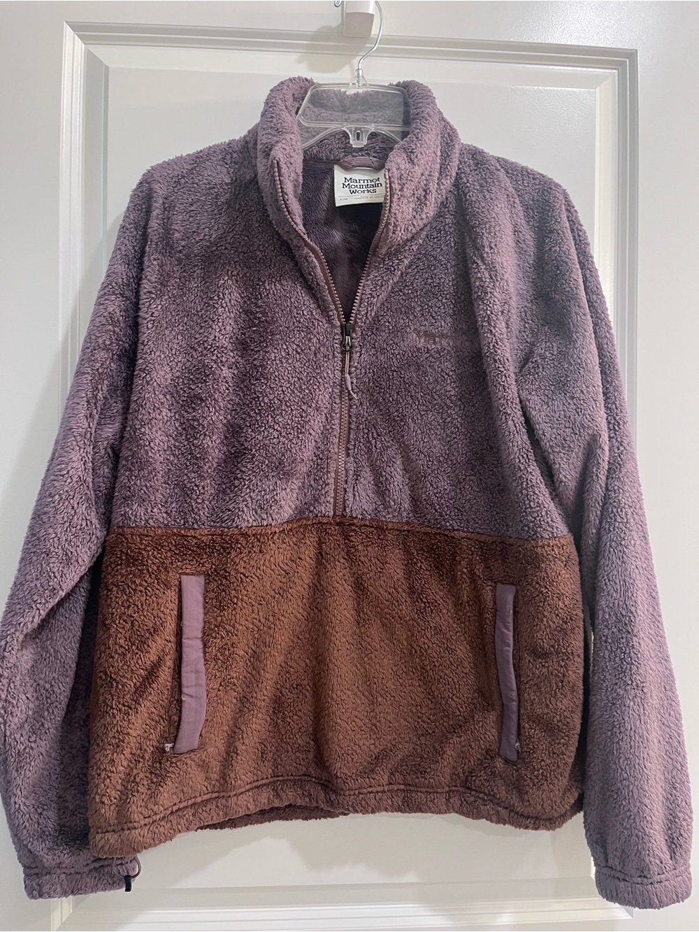 Marmot Two-Tone Plush Fleece Pullover - Mauve & Brown